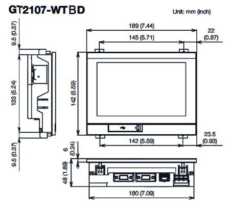 三菱觸摸屏GT2107-WTBD外形尺寸 三菱觸摸屏GT2107-WTBD外形尺寸
